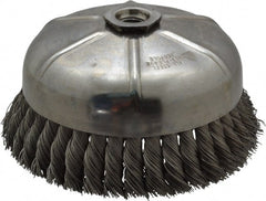 Anderson - 6" Diam, 5/8-11 Threaded Arbor, Steel Fill Cup Brush - 0.02 Wire Diam, 1-3/8" Trim Length, 6,600 Max RPM - Exact Tooling