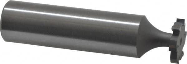 Made in USA - 1/2" Diam x 3/32" Face Width, Carbide-Tipped, 6 Teeth, Shank Connection Woodruff Keyseat Cutter - Uncoated, 2-3/32" OAL x 1/2" Shank, Straight Teeth, ANSI 304, Old Standard 2 - Exact Tooling