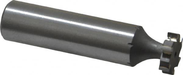 Made in USA - 1/2" Diam x 1/8" Face Width, Carbide-Tipped, 6 Teeth, Shank Connection Woodruff Keyseat Cutter - Uncoated, 2-1/8" OAL x 1/2" Shank, Straight Teeth, ANSI 404, Old Standard 3 - Exact Tooling