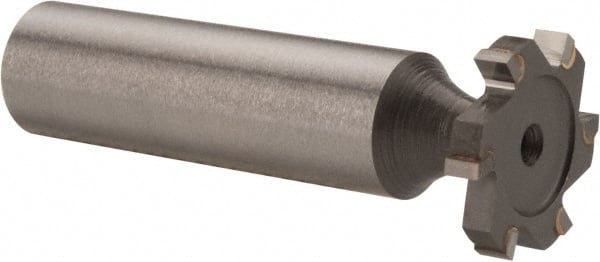 Made in USA - 3/4" Diam x 1/8" Face Width, Carbide-Tipped, 6 Teeth, Shank Connection Woodruff Keyseat Cutter - Uncoated, 2-1/8" OAL x 1/2" Shank, Straight Teeth, ANSI 406, Old Standard 7 - Exact Tooling