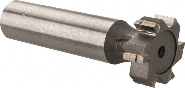 Made in USA - 3/4" Diam x 1/4" Face Width, Carbide-Tipped, 6 Teeth, Shank Connection Woodruff Keyseat Cutter - Uncoated, 2-1/4" OAL x 1/2" Shank, Straight Teeth, ANSI 806, Old Standard 91 - Exact Tooling