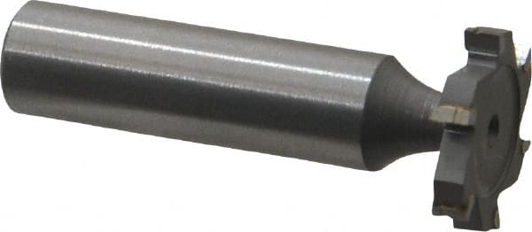 Made in USA - 7/8" Diam x 5/32" Face Width, Carbide-Tipped, 6 Teeth, Shank Connection Woodruff Keyseat Cutter - Uncoated, 2-5/32" OAL x 1/2" Shank, Straight Teeth, ANSI 507, Old Standard 10 - Exact Tooling