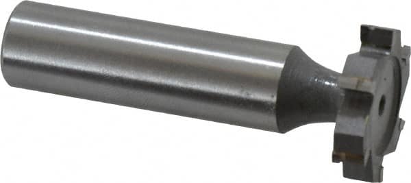 Made in USA - 7/8" Diam x 3/16" Face Width, Carbide-Tipped, 6 Teeth, Shank Connection Woodruff Keyseat Cutter - Uncoated, 2-3/16" OAL x 1/2" Shank, Straight Teeth, ANSI 607, Old Standard 11 - Exact Tooling