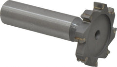 Made in USA - 1-1/4" Diam x 3/16" Face Width, Carbide-Tipped, 8 Teeth, Shank Connection Woodruff Keyseat Cutter - Uncoated, 2-3/16" OAL x 1/2" Shank, Straight Teeth, ANSI 610, Old Standard 19 - Exact Tooling