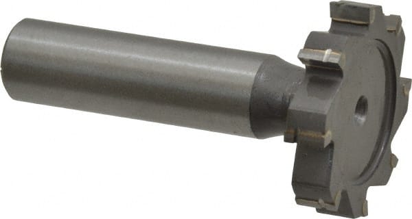 Made in USA - 1-1/4" Diam x 1/4" Face Width, Carbide-Tipped, 8 Teeth, Shank Connection Woodruff Keyseat Cutter - Uncoated, 2-1/4" OAL x 1/2" Shank, Straight Teeth, ANSI 810, Old Standard 21 - Exact Tooling