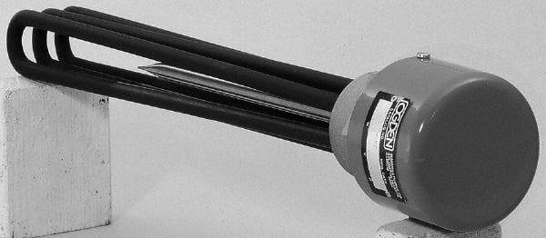 Value Collection - 3 Element, 22" Immersion Length, Standard Housing, Incoloy Pipe Plug Immersion Heater - 3 Phase, 480 Volt, 5,000 Watt, 30 Watts/Sq In, Stainless Steel Plug - Exact Tooling