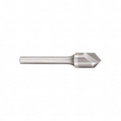 SGS - 3/4" Head Diam, 1/2" Shank Diam, 1 Flute 60° Solid Carbide Countersink - Exact Tooling