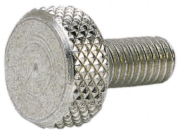 Electro Hardware - M6x1.00 Knurled Shoulderless Grade 303 Stainless Steel Thumb Screw - 21mm OAL, 13mm Head Diam x 6mm Head Height, Uncoated - Exact Tooling
