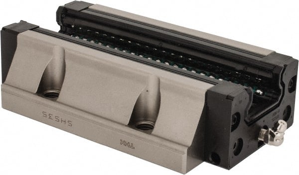 THK - 106mm L x 90mm W x 35mm H, 52mm Transverse Hole Spcg, 72mm Lateral Hole Spcg, 4 Way SHS Block w/Caged Ball - 31mm Overhang, 44.8 Kn Dynamic Capacity, M10x8.5 Hole, 66.6 kn Static Load Rating, 42" High Assembly - Exact Tooling