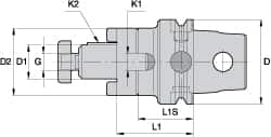 Kennametal - KM63UT Modular Connection 27mm Pilot Diam Shell Mill Holder - 40mm Flange to Nose End Projection, 48mm Nose Diam - Exact Tooling