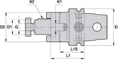 Kennametal - KM63UT Modular Connection 27mm Pilot Diam Shell Mill Holder - 40mm Flange to Nose End Projection, 48mm Nose Diam - Exact Tooling