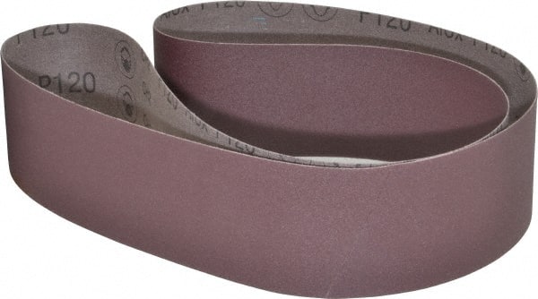 3M - 3" Wide x 60" OAL, 120 Grit, Aluminum Oxide Abrasive Belt - Aluminum Oxide, Fine, Coated, X Weighted Cloth Backing, Series 241D - Exact Tooling