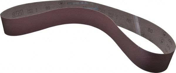 3M - 3" Wide x 60" OAL, 80 Grit, Aluminum Oxide Abrasive Belt - Aluminum Oxide, Medium, Coated, X Weighted Cloth Backing, Series 341D - Exact Tooling
