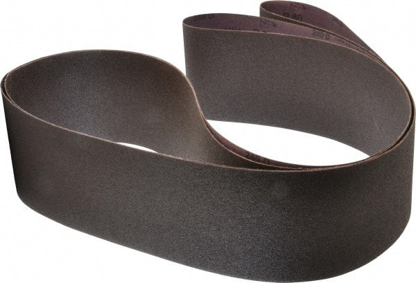 3M - 4" Wide x 132" OAL, 80 Grit, Aluminum Oxide Abrasive Belt - Aluminum Oxide, Medium, Coated, X Weighted Cloth Backing, Series 240D - Exact Tooling
