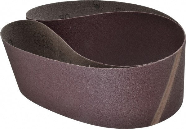 3M - 4" Wide x 52-1/2" OAL, 80 Grit, Aluminum Oxide Abrasive Belt - Aluminum Oxide, Medium, Coated, X Weighted Cloth Backing, Series 341D - Exact Tooling