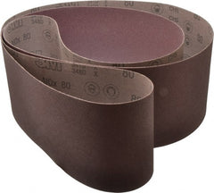 3M - 6" Wide x 108" OAL, 80 Grit, Aluminum Oxide Abrasive Belt - Aluminum Oxide, Medium, Coated, X Weighted Cloth Backing, Series 341D - Exact Tooling
