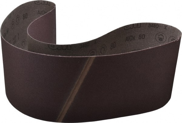 3M - 6" Wide x 54-1/2" OAL, 80 Grit, Aluminum Oxide Abrasive Belt - Aluminum Oxide, Medium, Coated, X Weighted Cloth Backing, Series 341D - Exact Tooling