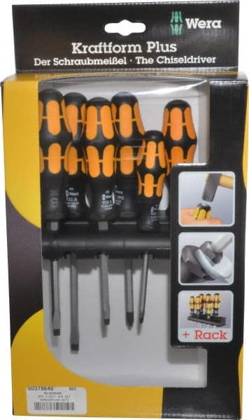 Wera - 6 Piece Phillips & Slotted Screwdriver Set - Round Shank, Ergonomic Handle, Bit Sizes: Philips #1 & #2 - Exact Tooling