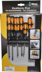 Wera - 6 Piece Phillips & Slotted Screwdriver Set - Round Shank, Ergonomic Handle, Bit Sizes: Philips #1 & #2 - Exact Tooling