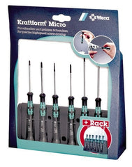 Wera - 6 Piece Phillips & Slotted Screwdriver Set - Round Shank, Ergonomic Handle, Bit Sizes: Philips #0 & #1 - Exact Tooling
