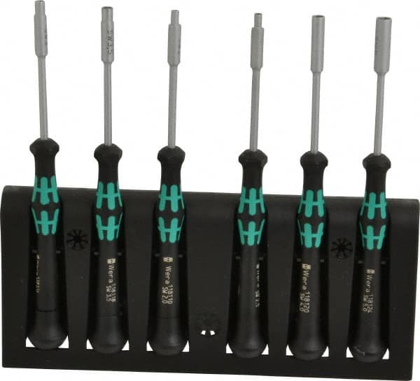 Wera - 6 Piece 2 to 5mm Electronic Nutdriver Set - Standard Shaft, Ergonomic Handle - Exact Tooling