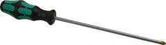 Wera - #2, 12" OAL, Standard Phillips Screwdriver - 8" Blade Length, Round Shank, Ergonomic Handle - Exact Tooling