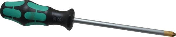 Wera - #3, 10-1/4" OAL, Standard Phillips Screwdriver - 6" Blade Length, Round Shank, Ergonomic Handle - Exact Tooling