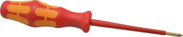Wera - #0, 6-5/16" OAL, Insulated Phillips Screwdriver - 3-1/8" Blade Length, Round Shank, Ergonomic Handle - Exact Tooling