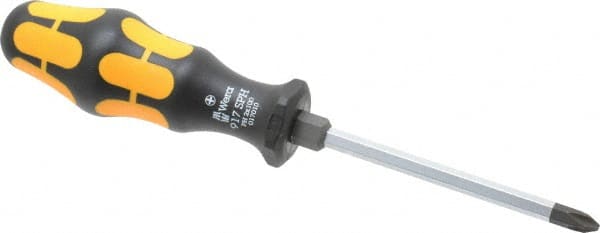 Wera - #2, 8" OAL, Demolition Phillips Screwdriver - 4" Blade Length, Hexagon Shank, Ergonomic Handle - Exact Tooling
