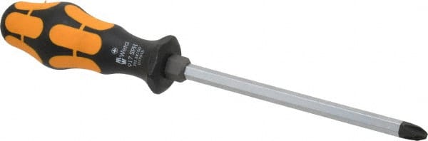 Wera - #3, 10-1/4" OAL, Demolition Phillips Screwdriver - 6" Blade Length, Hexagon Shank, Ergonomic Handle - Exact Tooling