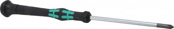 Wera - #1, 6-1/8" OAL, Electronic/Electrostatic Phillips Screwdriver - 3-1/8" Blade Length, Round Shank, Ergonomic Handle - Exact Tooling