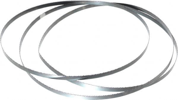 Starrett - 10 TPI, 7' 9-1/2" Long x 3/8" Wide x 0.025" Thick, Welded Band Saw Blade - Carbon Steel, Toothed Edge, Raker Tooth Set, Flexible Back, Contour Cutting - Exact Tooling