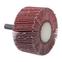 3M - 2" Diam x 1" Face Width, Fine Ceramic Alumina Coated Mounted Flap Wheel - 1/4" Shank Mount, 120 Grit, X Weighted Cloth Backing, 25,000 Max RPM - Exact Tooling