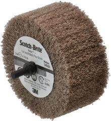 3M - 3" Diam x 1-3/8" Face Width, Medium Aluminum Oxide Nonwoven Mounted Flap Wheel - 1/4" Shank Mount, 8,000 Max RPM - Exact Tooling