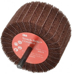 3M - 3" Diam x 1-3/4" Face Width, Fine Aluminum Oxide Coated Mounted Flap Wheel - 1/4" Shank Mount, 120 Grit, X Weighted Backing, 7,500 Max RPM - Exact Tooling