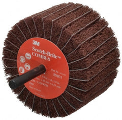 3M - 3" Diam x 1-3/4" Face Width, Medium Aluminum Oxide Coated Mounted Flap Wheel - 1/4" Shank Mount, 80 Grit, X Weighted Backing, 7,500 Max RPM - Exact Tooling