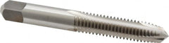 Kennametal - 3/8-16 UNC, 3 Flute, Bright Finish, High Speed Steel Spiral Point Tap - Plug Chamfer, Right Hand Thread, 2-15/16" OAL, 1-1/4" Thread Length, 0.381" Shank Diam - Exact Tooling