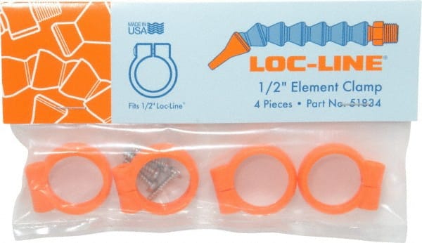 Loc-Line - Unthreaded, 1/2" Hose Inside Diam, Coolant Hose Element Clamp - For Use with 1/2" Loc-Line Modular Hose System, 4 Pieces - Exact Tooling