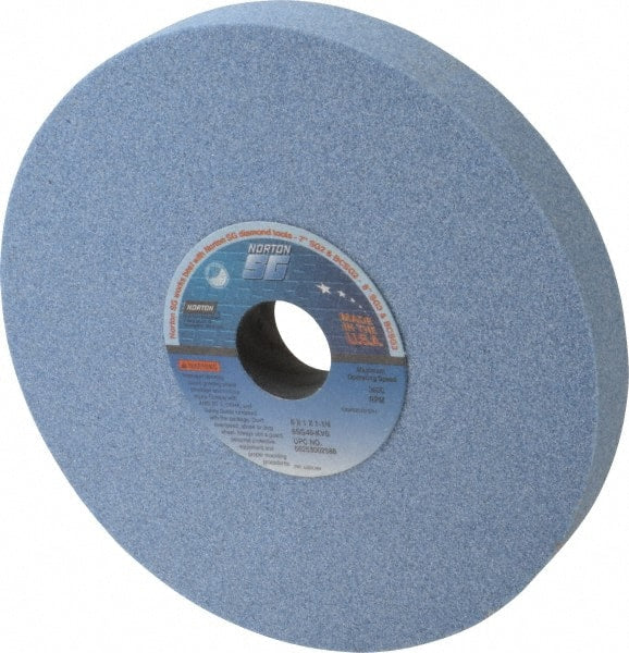 Norton - 8" Diam x 1-1/4" Hole x 1" Thick, K Hardness, 46 Grit Surface Grinding Wheel - Ceramic, Type 1, Coarse Grade, 3,600 Max RPM, Vitrified Bond, No Recess - Exact Tooling