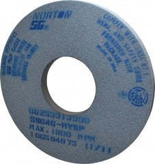 Norton - 14" Diam x 5" Hole x 1" Thick, H Hardness, 46 Grit Surface Grinding Wheel - Ceramic, Type 1, Coarse Grade, 2,320 Max RPM, Vitrified Bond, No Recess - Exact Tooling