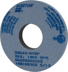 Norton - 14" Diam x 5" Hole x 1-1/2" Thick, H Hardness, 46 Grit Surface Grinding Wheel - Ceramic, Type 1, Coarse Grade, 1,800 Max RPM, Vitrified Bond, No Recess - Exact Tooling
