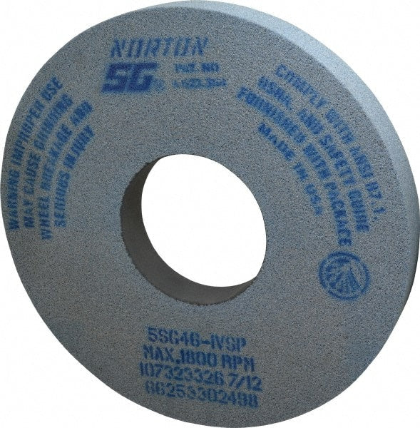 Norton - 14" Diam x 5" Hole x 1-1/2" Thick, I Hardness, 46 Grit Surface Grinding Wheel - Ceramic, Type 1, Coarse Grade, 1,800 Max RPM, Vitrified Bond, No Recess - Exact Tooling