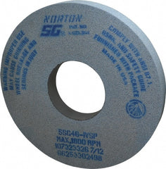 Norton - 14" Diam x 5" Hole x 1-1/2" Thick, I Hardness, 46 Grit Surface Grinding Wheel - Ceramic, Type 1, Coarse Grade, 1,800 Max RPM, Vitrified Bond, No Recess - Exact Tooling