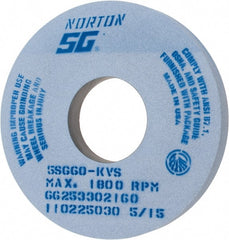 Norton - 14" Diam x 5" Hole x 1-1/2" Thick, K Hardness, 60 Grit Surface Grinding Wheel - Ceramic, Type 1, Medium Grade, 1,800 Max RPM, Vitrified Bond, No Recess - Exact Tooling