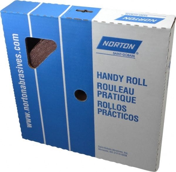 Norton - 1-1/2" x 50 Yd 60 Grit Aluminum Oxide Cloth Roll - Medium Grade, J Weighted Backing - Exact Tooling