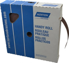 Norton - 1-1/2" x 50 Yd 80 Grit Aluminum Oxide Cloth Roll - Medium Grade, J Weighted Backing - Exact Tooling