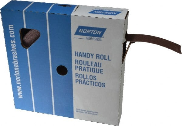 Norton - 1-1/2" x 50 Yd 100 Grit Aluminum Oxide Cloth Roll - Fine Grade, J Weighted Backing - Exact Tooling