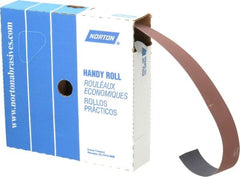 Norton - 1-1/2" x 50 Yd 320 Grit Aluminum Oxide Cloth Roll - Extra Fine Grade, J Weighted Backing - Exact Tooling