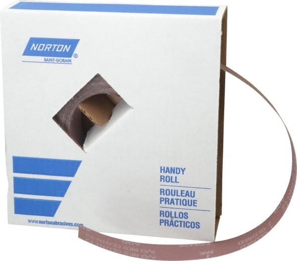 Norton - 1-1/2" x 50 Yd 600 Grit Aluminum Oxide Cloth Roll - Extra Fine Grade, J Weighted Backing - Exact Tooling