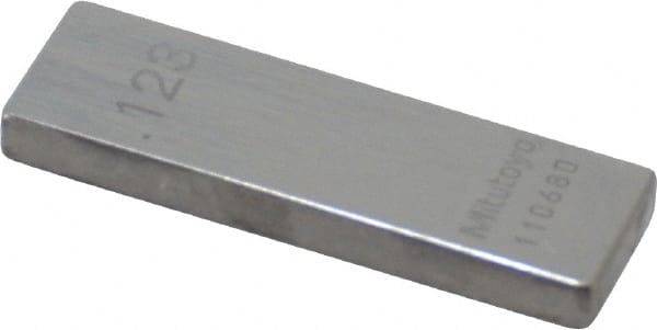 Mitutoyo - 0.123" Rectangular Steel Gage Block - Accuracy Grade 0, Includes Certificate of Inspection - Exact Tooling